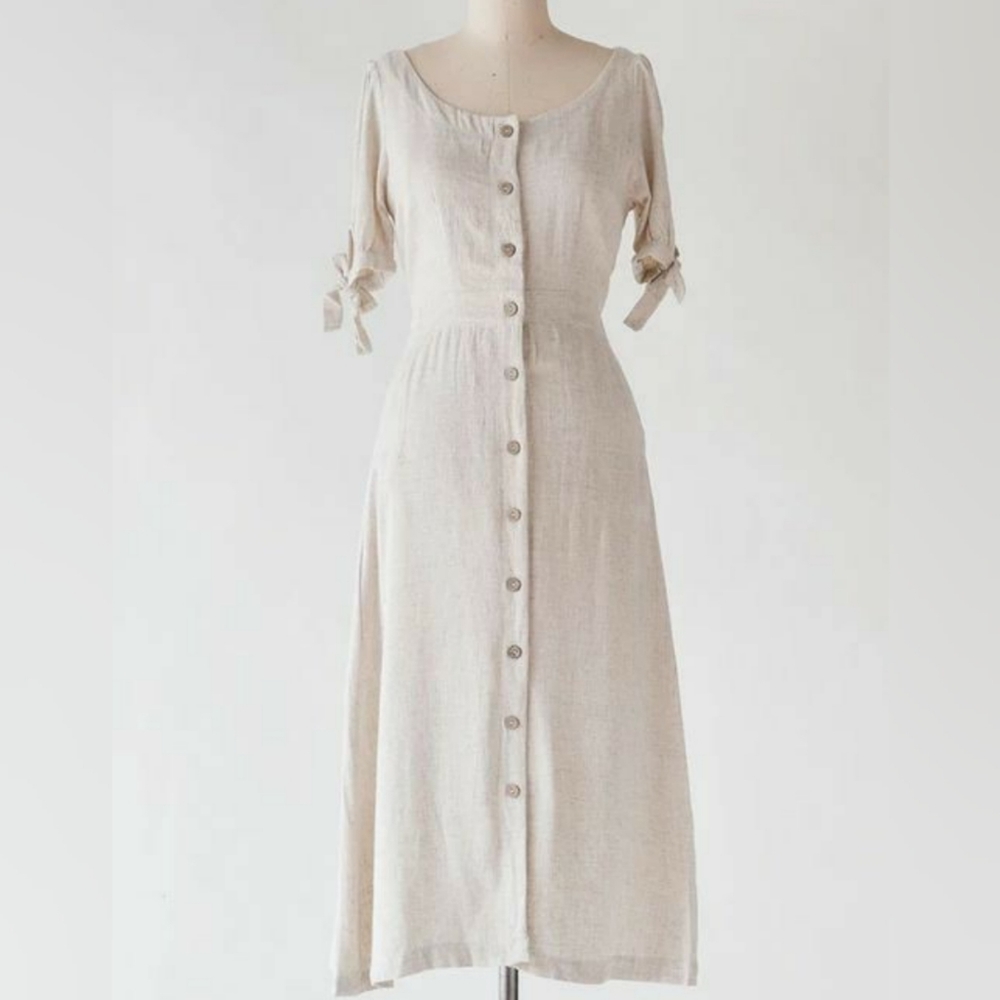 Adored Vintage Linen Midi Dress